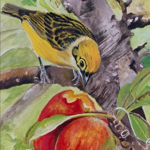 Handmade Original Bird EatingMango